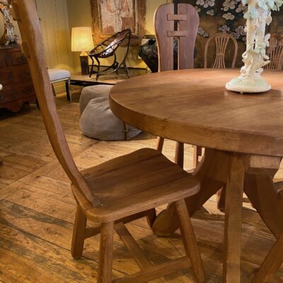 Solid natural oak table & 4 chairs set ca.1960