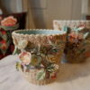 Paire de cache pots en faïence granitée motifs aux oiseaux ca.1900