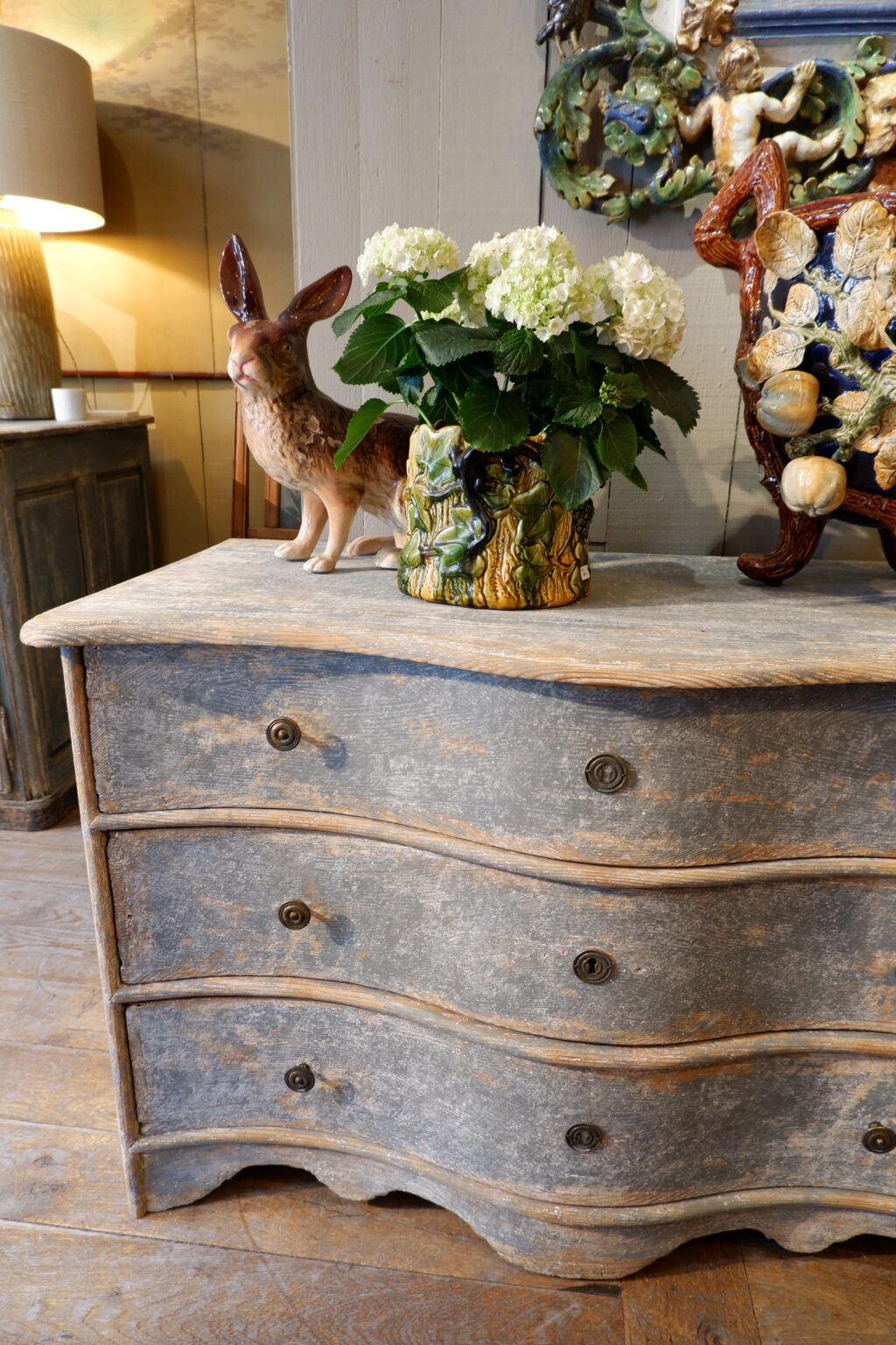 Commode provençale double galbe patine bleue pâle ca.1880 – Image 2