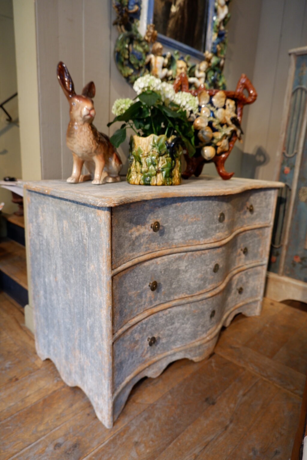 Commode provençale double galbe patine bleue pâle ca.1880 – Image 4
