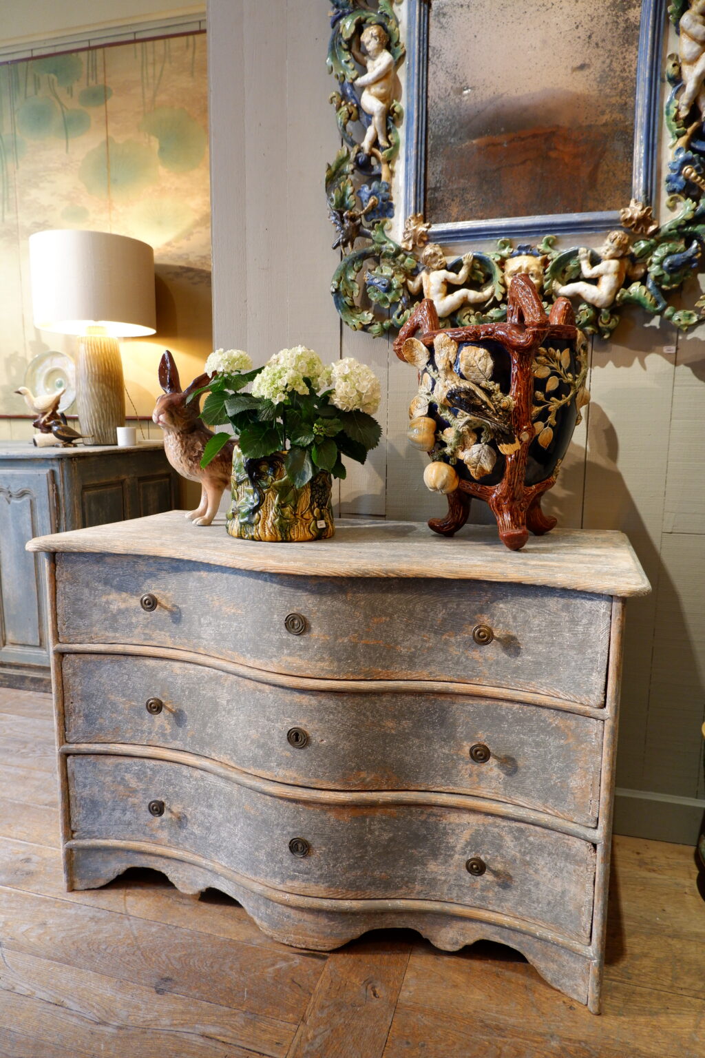Commode provençale double galbe patine bleue pâle ca.1880 – Image 5