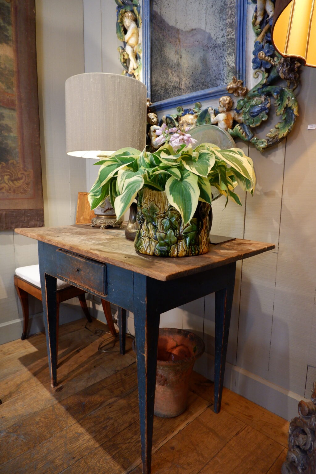 Petit bureau un tiroir en bois peint fin XIXe – Image 2