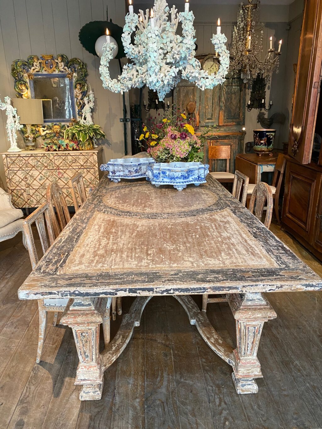 Grande table en bois décor peint - Italie Toscane époque XIXe – Image 4