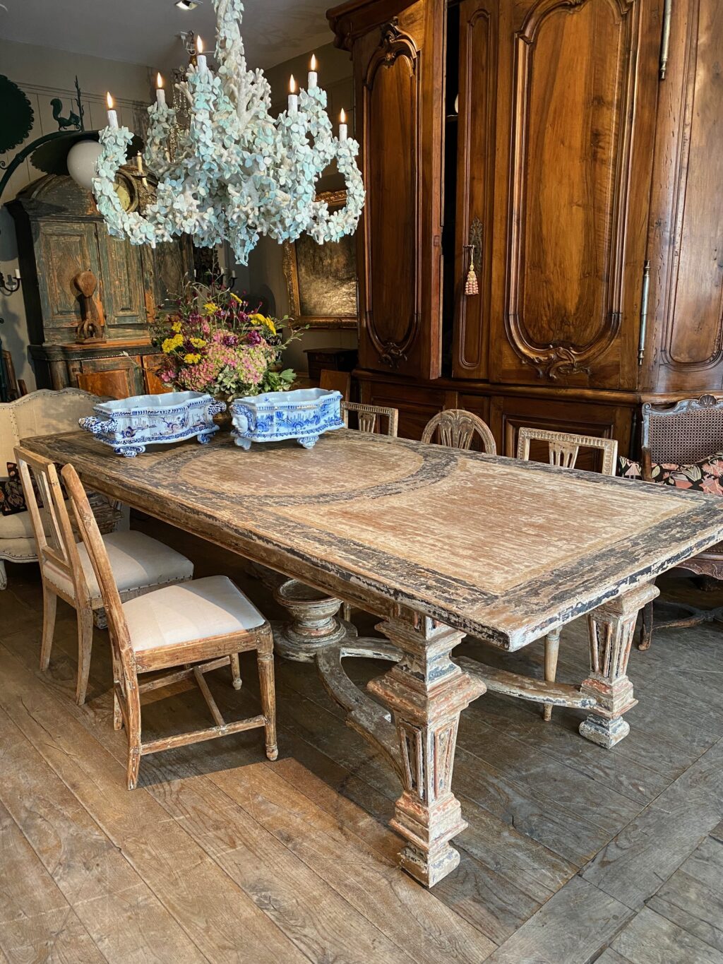 Grande table en bois décor peint - Italie Toscane époque XIXe – Image 3