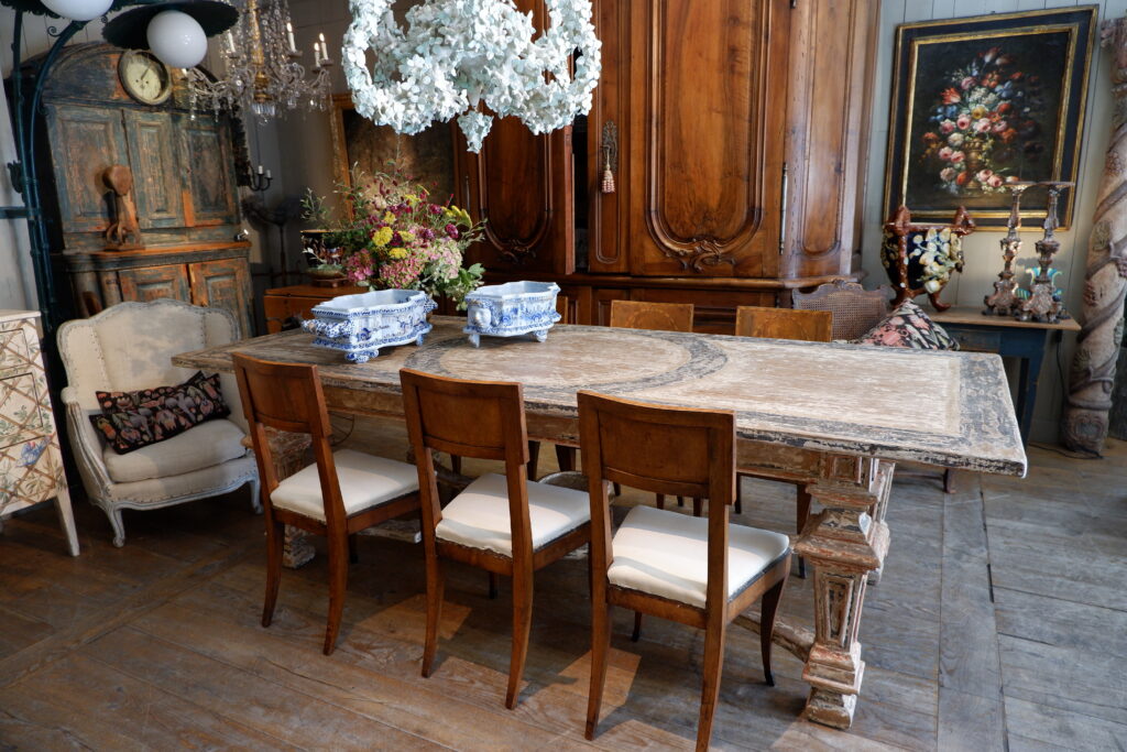 Grande table en bois décor peint - Italie Toscane époque XIXe – Image 7