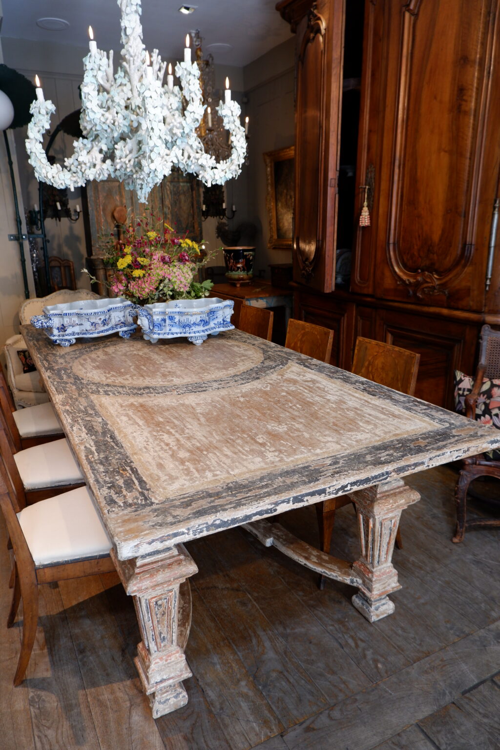 Grande table en bois décor peint - Italie Toscane époque XIXe – Image 5