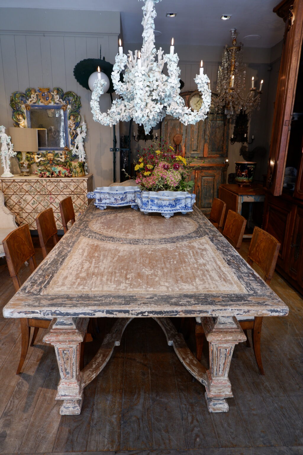 Grande table en bois décor peint - Italie Toscane époque XIXe – Image 2
