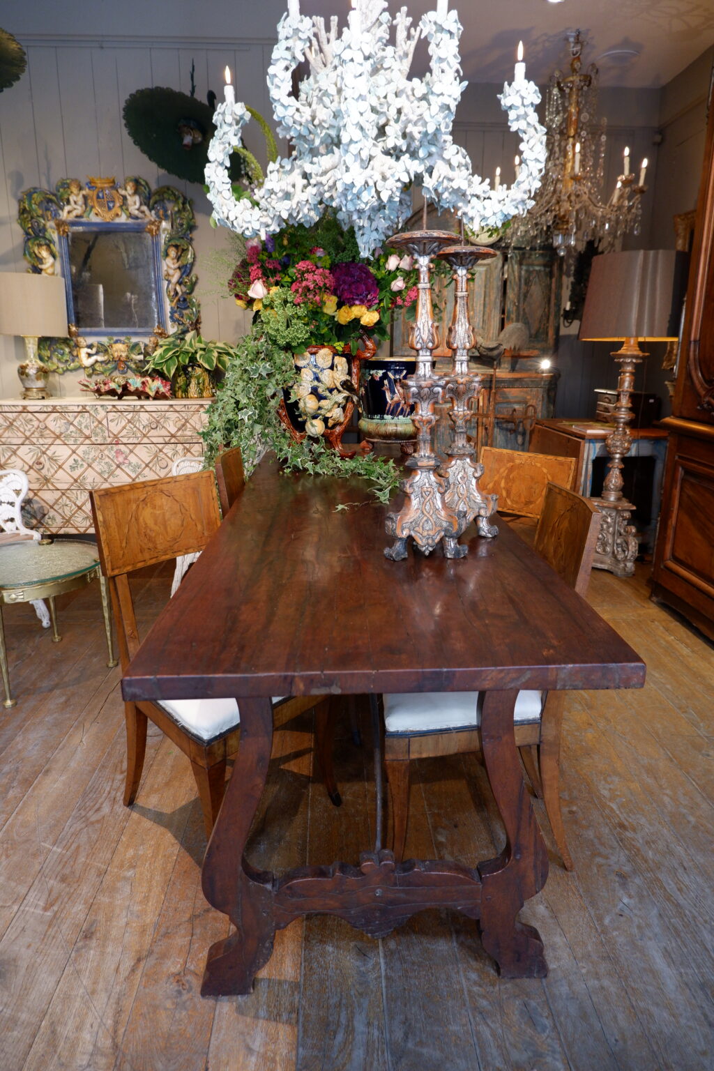 Grande table en noyer entretoise en fer forgé XIXe – Image 3
