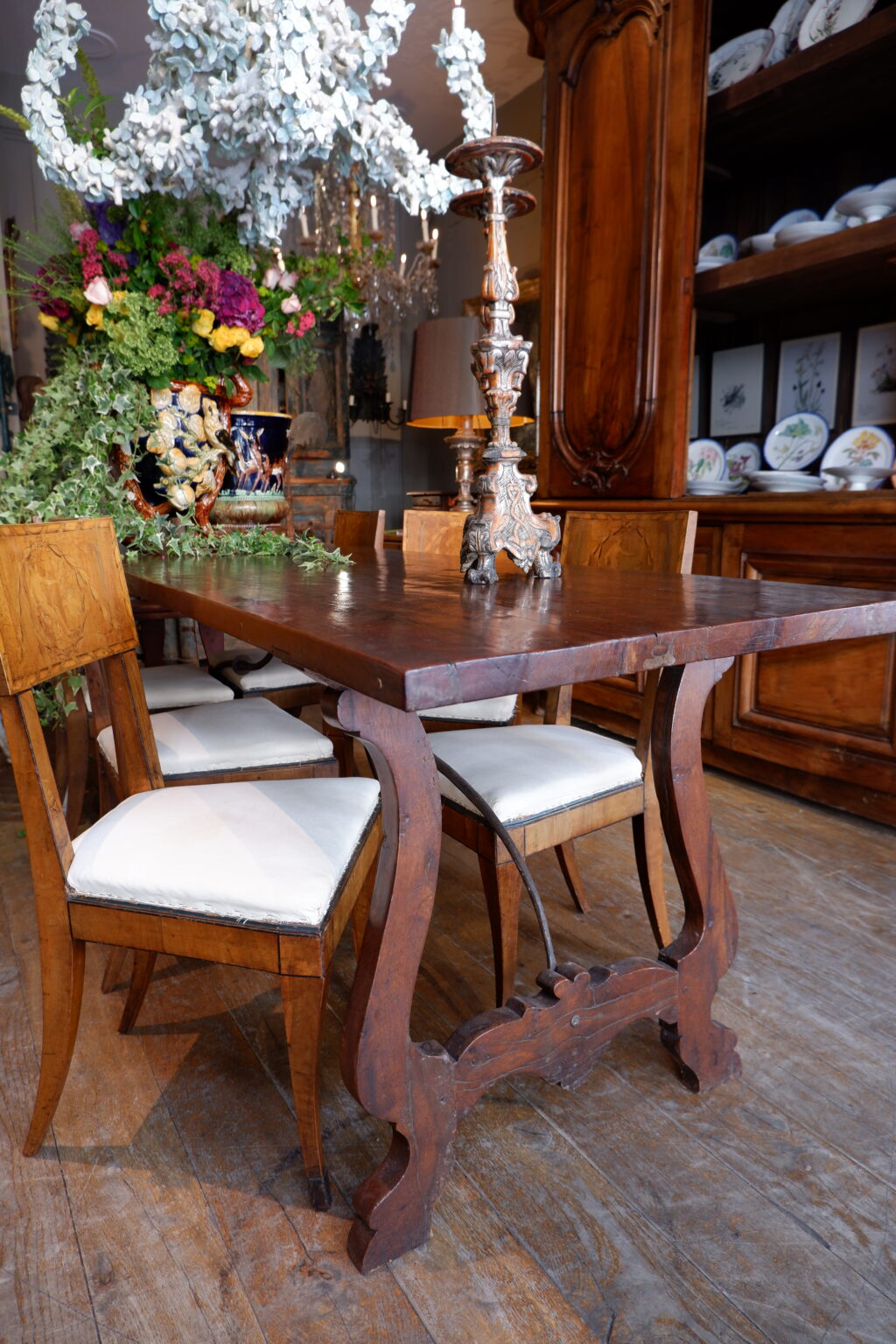 Grande table en noyer entretoise en fer forgé XIXe – Image 5