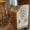 Commode secrétaire en bois peint décor de pins & conifères ca.1900 – Image 13