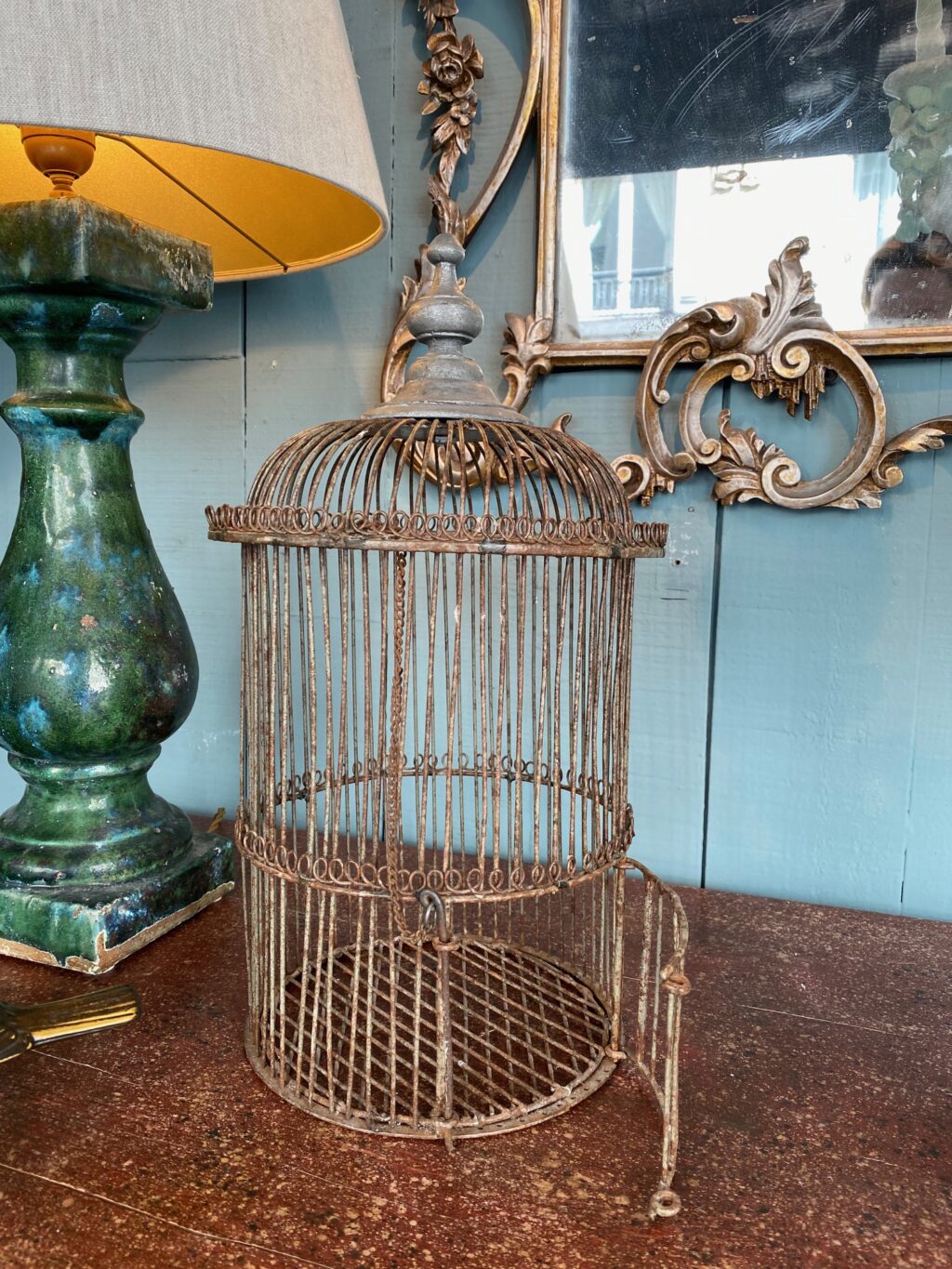 Petite cage à oiseaux en fer fin XIXe – Image 3