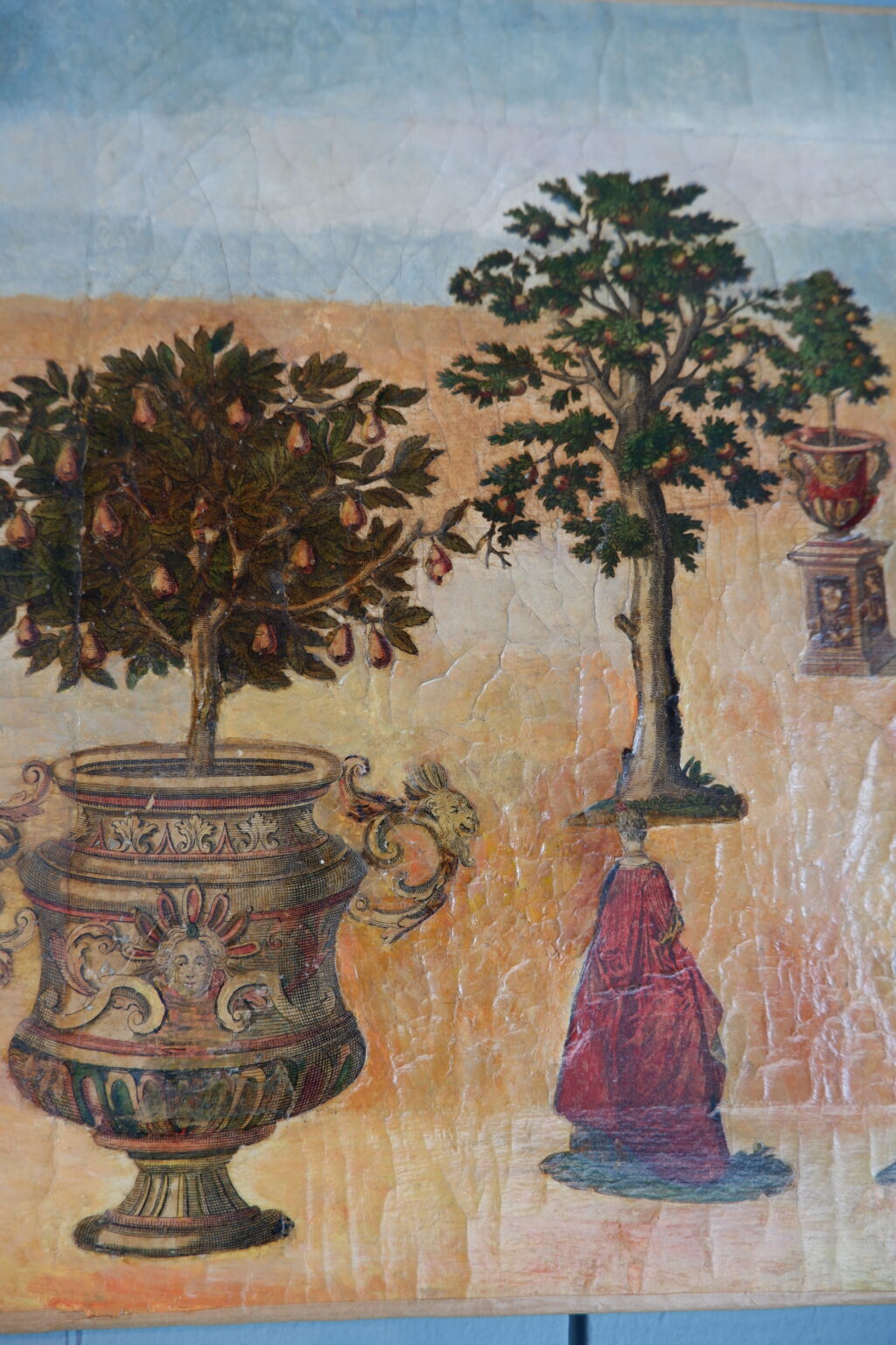 Petit tableau ARTE POVERA perspective de jardin & bacs à orangers - fin XIXe – Image 9