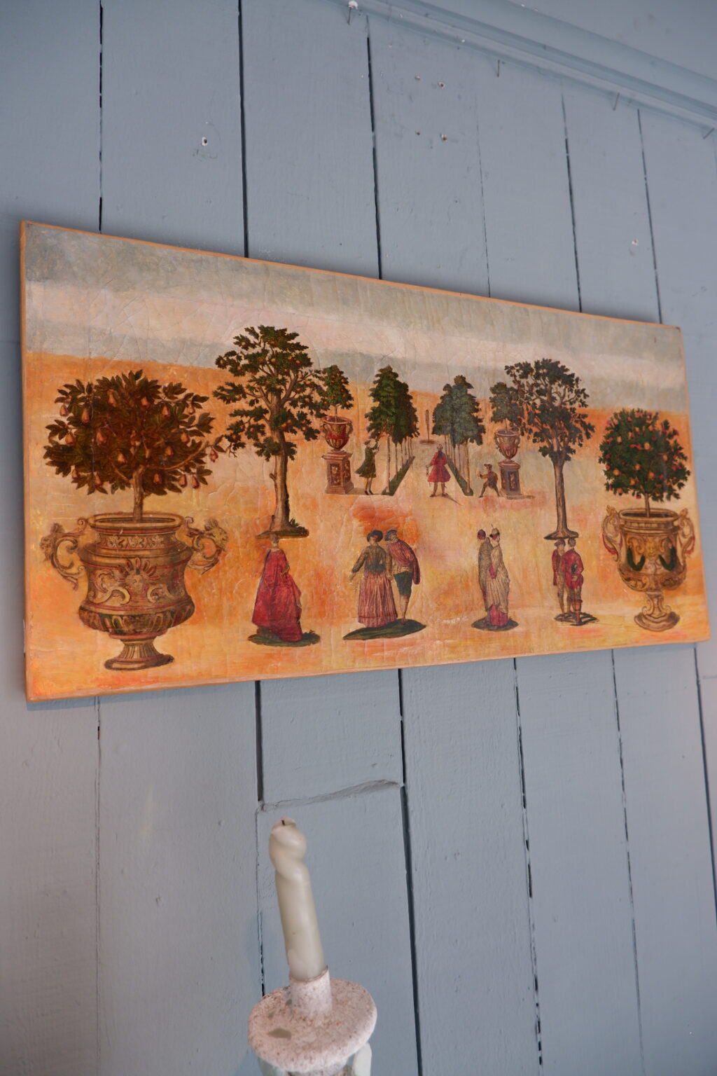 Petit tableau ARTE POVERA perspective de jardin & bacs à orangers - fin XIXe – Image 7