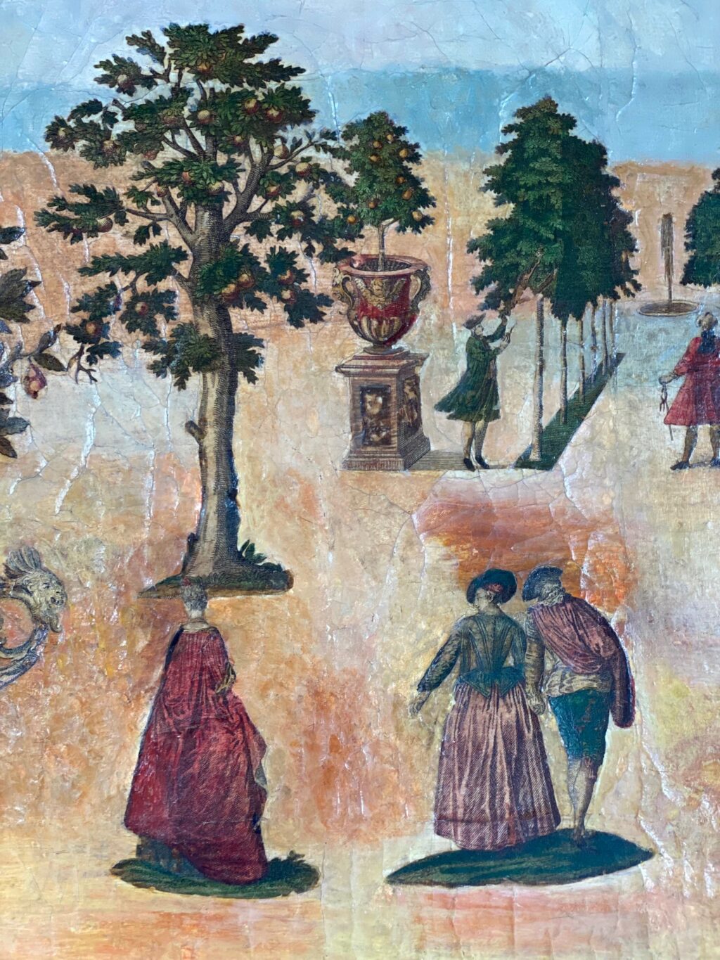 Petit tableau ARTE POVERA perspective de jardin & bacs à orangers - fin XIXe – Image 3