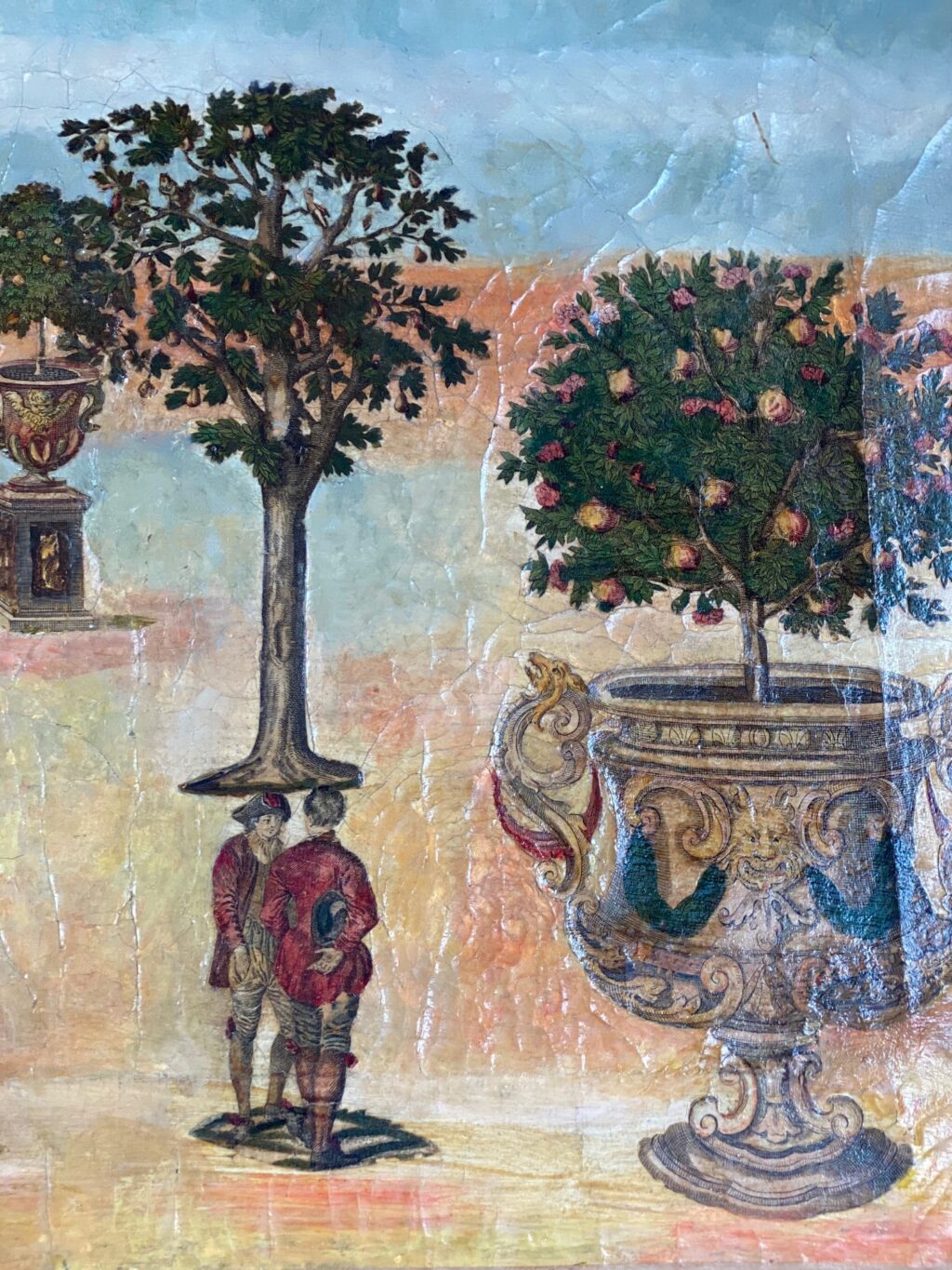 Petit tableau ARTE POVERA perspective de jardin & bacs à orangers - fin XIXe – Image 4