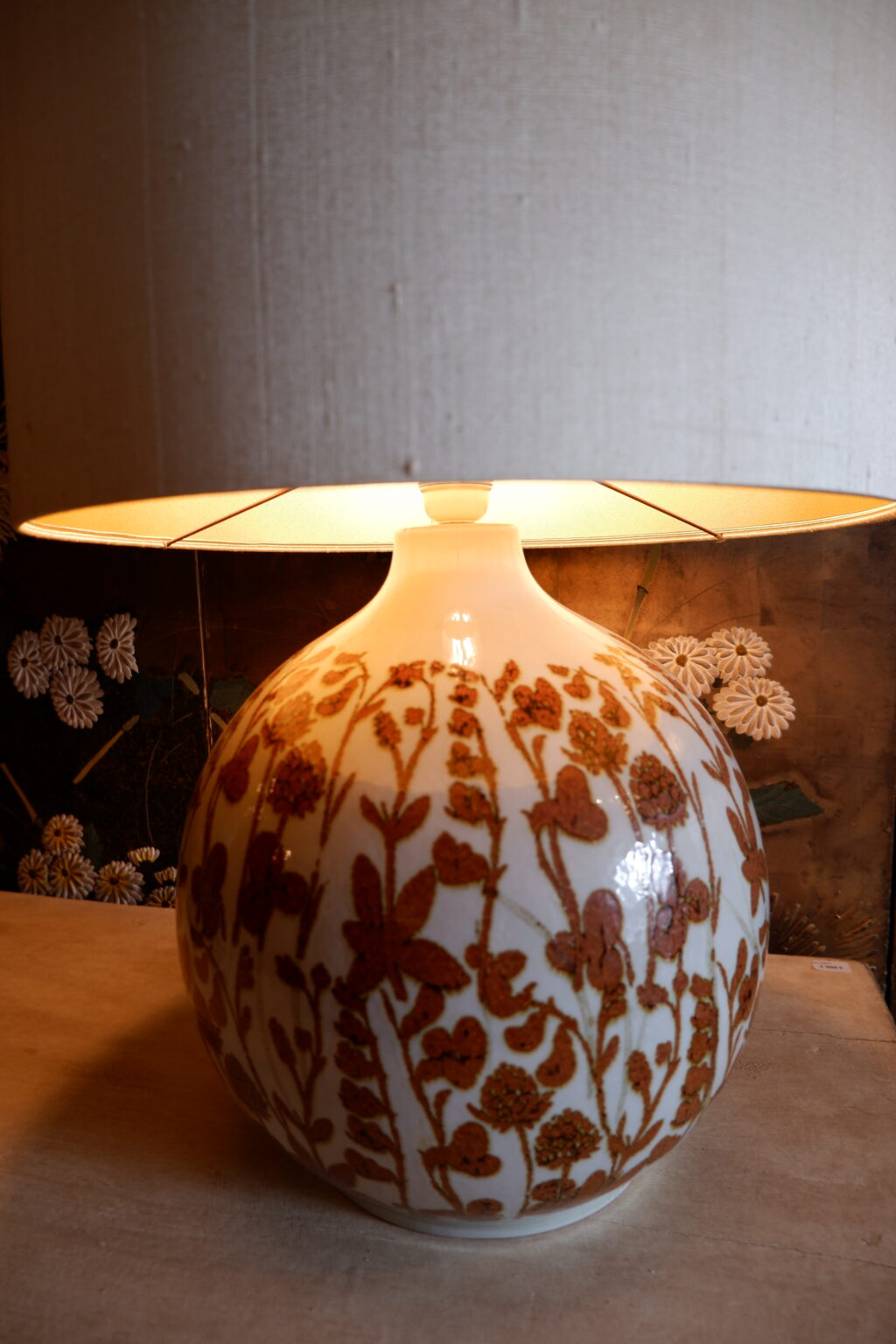 Grande lampe boule décor fleurs de trèfles par Carl Harry Stalhane ca.1960 – Image 4