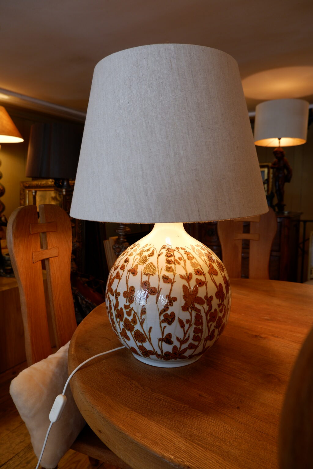 Grande lampe boule décor fleurs de trèfles par Carl Harry Stalhane ca.1960 – Image 7