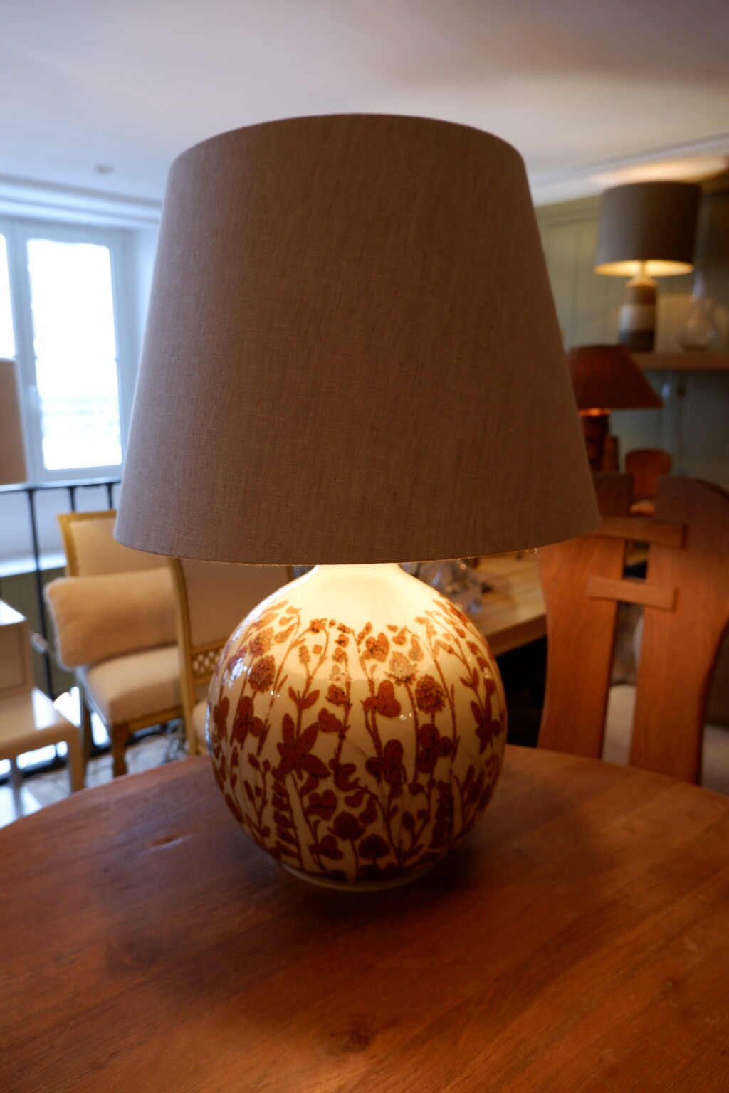 Grande lampe boule décor fleurs de trèfles par Carl Harry Stalhane ca.1960 – Image 6