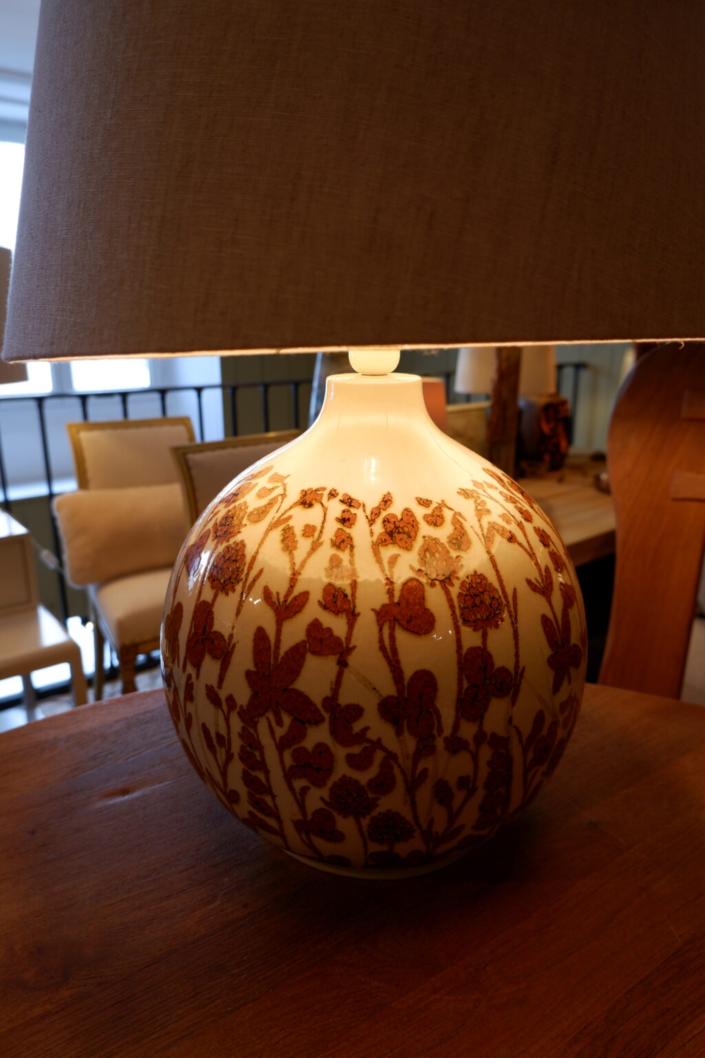Grande lampe boule décor fleurs de trèfles par Carl Harry Stalhane ca.1960 – Image 5