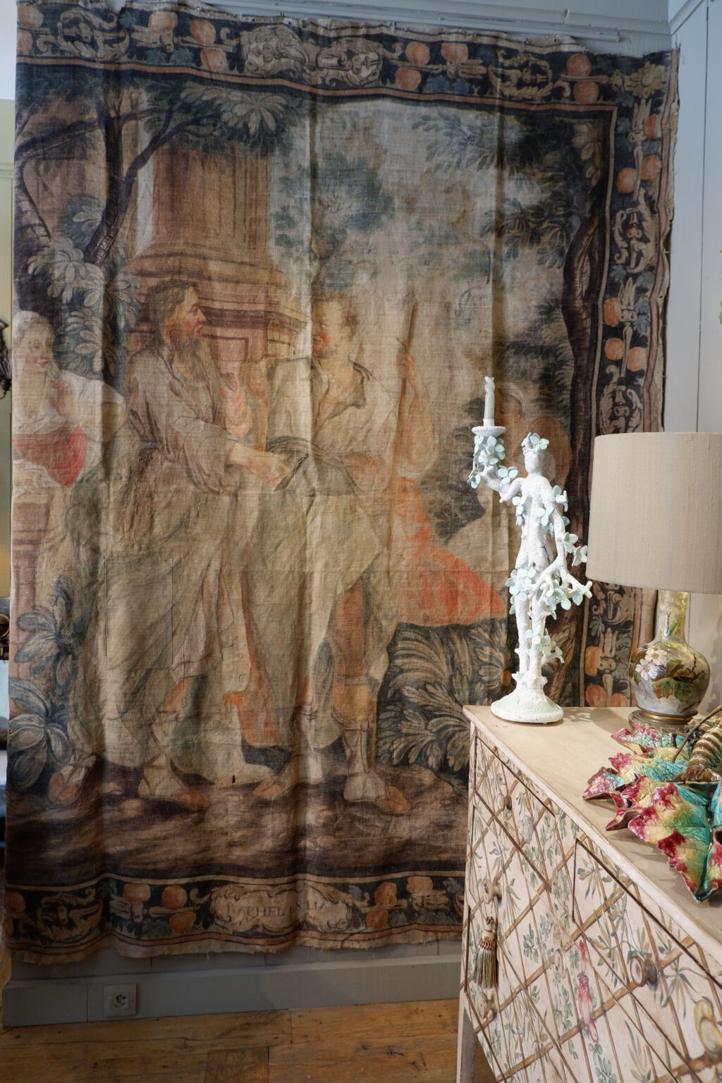 Grande toile peinte d'époque XVIIIe - Provence -