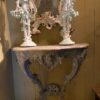 Console Suédoise en bois sculpté & peint décor faux marbre bleu pâle ca.1780 – Image 7