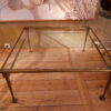Grande table basse carrée en bronze et verre clair - Suède ca.1960 – Image 4