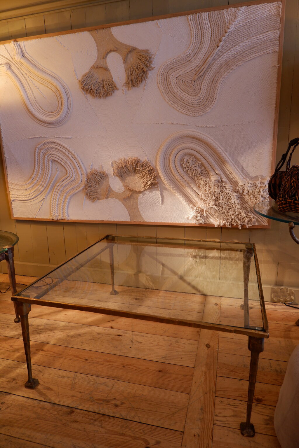 Grande table basse carrée en bronze et verre clair - Suède ca.1960 – Image 3
