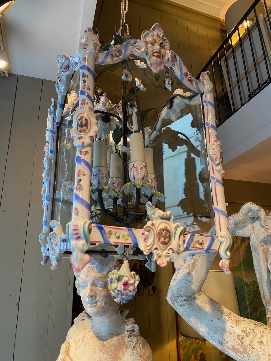 Pair of Bassano painted porcelain lanterns - 19th century Italy - Image 6