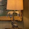 Lampe en métal argenté cerf sous un palmier ca.1960 + AJ Cylindre