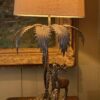 Lampe en métal argenté cerf sous un palmier ca.1960 + AJ Cylindre – Image 4
