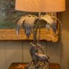 Lampe en métal argenté cerf sous un palmier ca.1960 + AJ Cylindre – Image 3