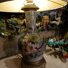 Lampe en barbotine décor impressioniste de fleurs sur fond gris monté sur socle en bronze - Giens milieu XIXe – Image 6