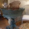 Grande jardinière en rotin tressé bleu canard - Fin XIXe – Image 2