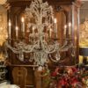 Lustre italien à grosses perles de verre, étoiles et pendants en forme de poires et en cristal taillé - Fin XIXe – Image 2