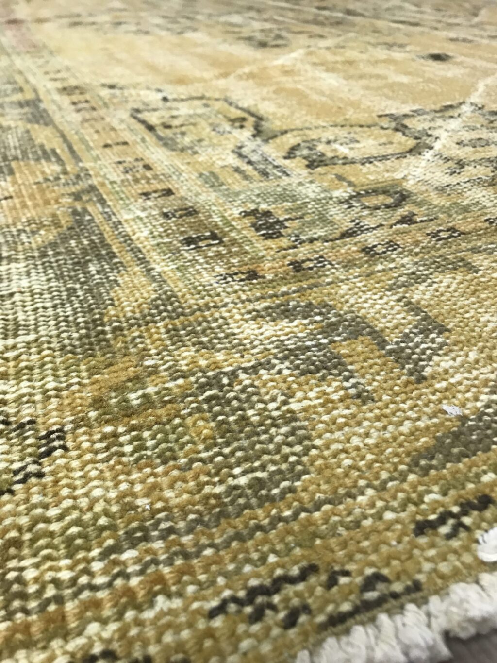 Tapis en laine tissé main vintage jaune – Image 5