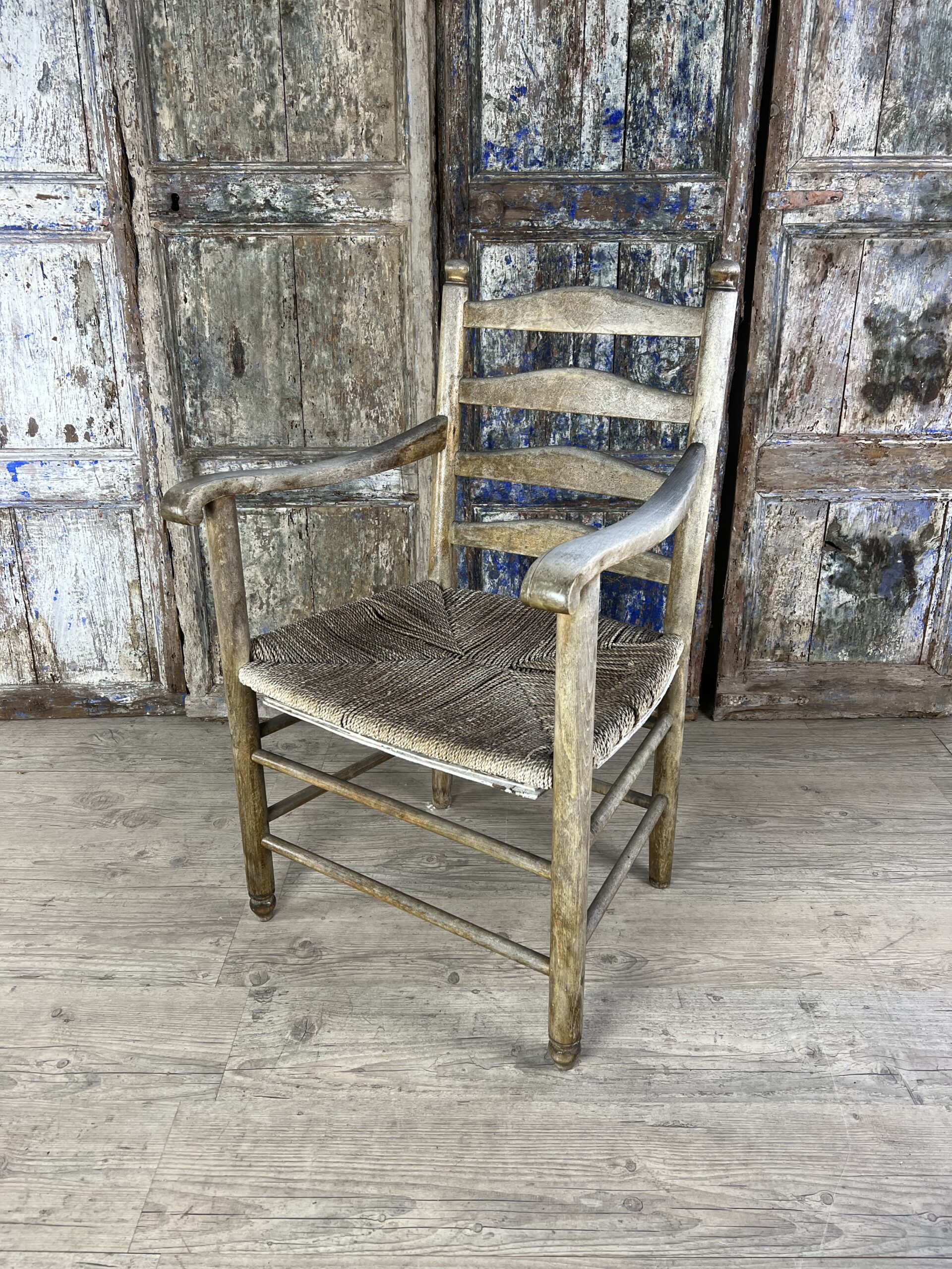 Fauteuil 4 lattes assise en paille