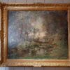 Huile sur toile "Mare dans un clairière au crépuscule" signée Emile Noirot - ca.1897