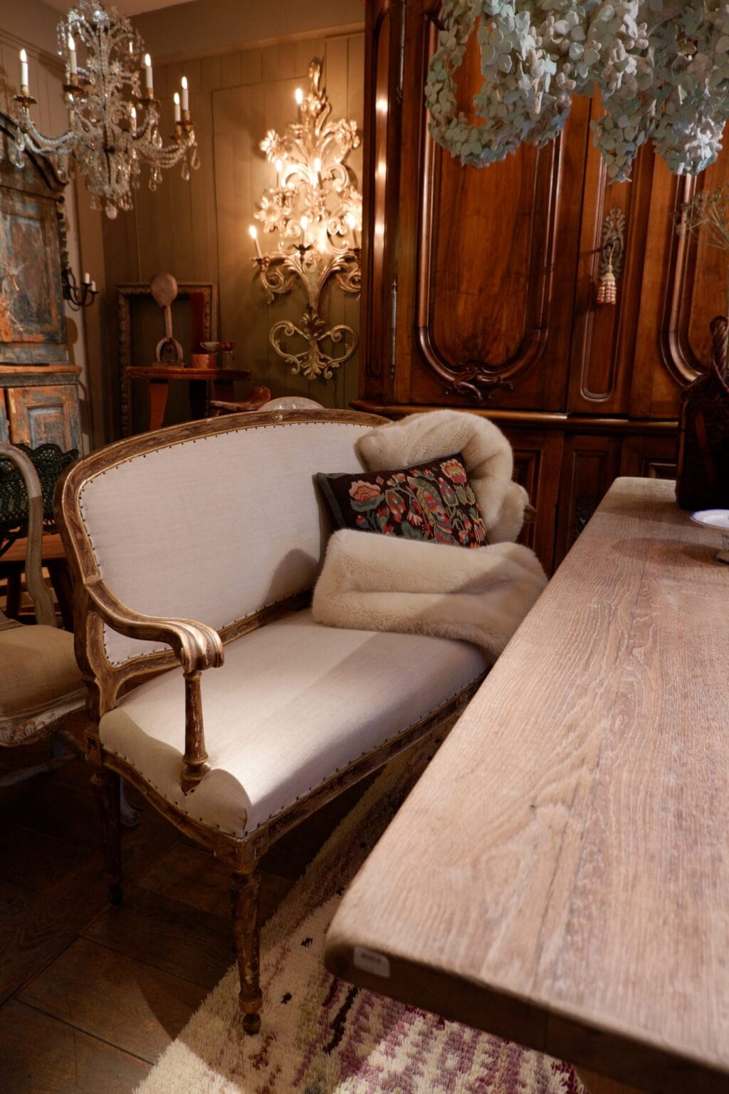 Banquette Louis XVI en bois sculpté & peint décor "faux-bois" -Italie ca.1850 – Image 13