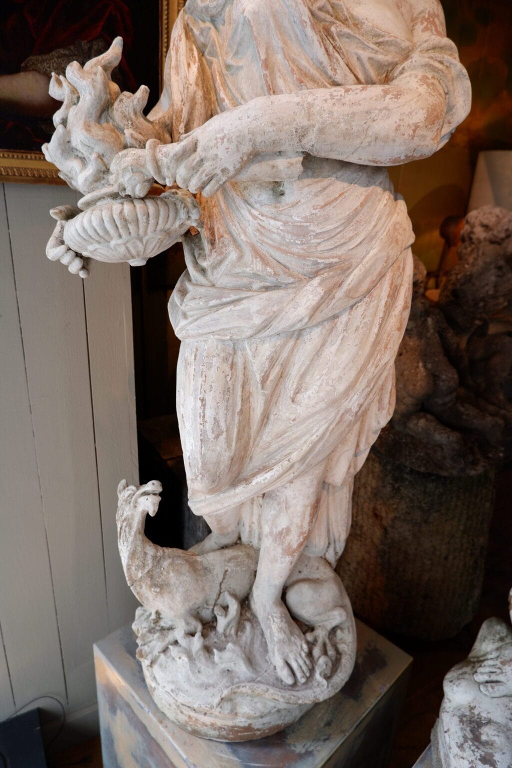 Paire de statues "Allégories de l'Air & du Feu" en terre cuite blanche par Gossin Frères ca.1870 – Image 5