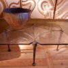 Grande table basse rectangulaire en bronze et verre moulé - Suède ca.1960