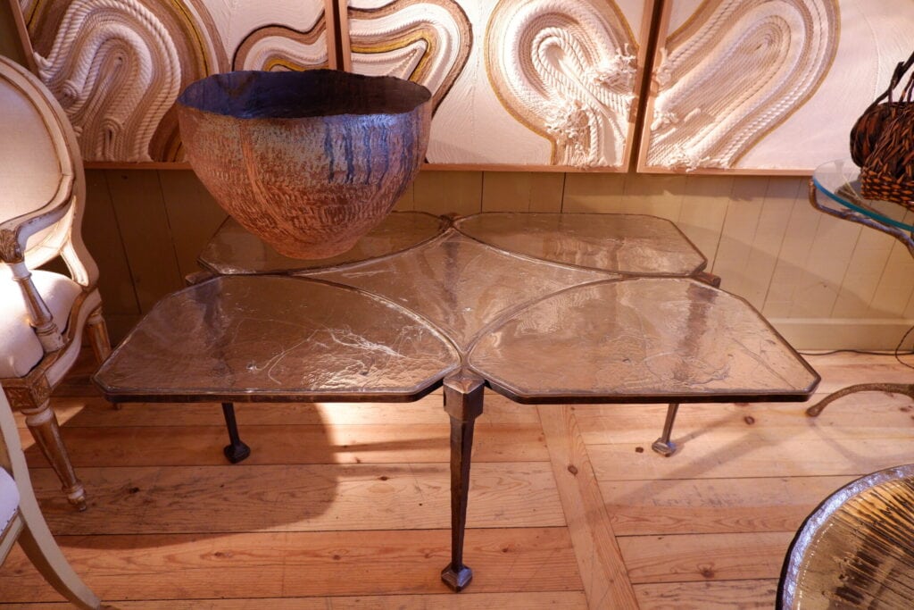Large rectangular coffee table in bronze and cast glass - Sweden ca.1960