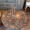 Table basse plateau en ammonites sur base en métal laque noir – Image 2