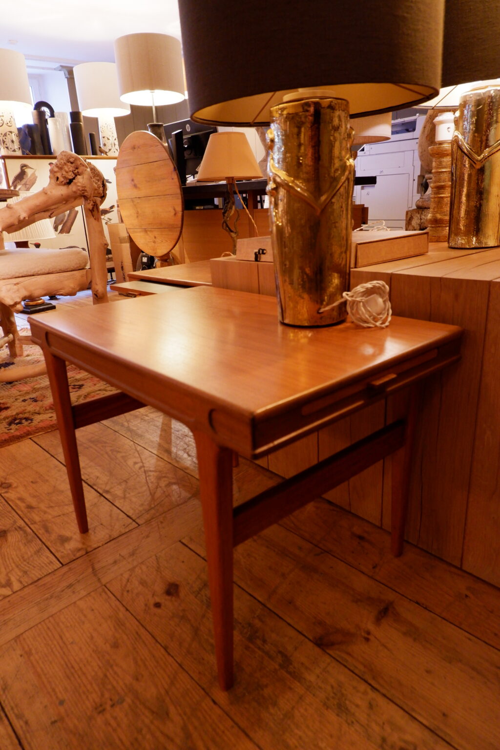 Pair of light teak side-tables with black top - By Johannes Andersen -Denmark ca.1960 - Image 3