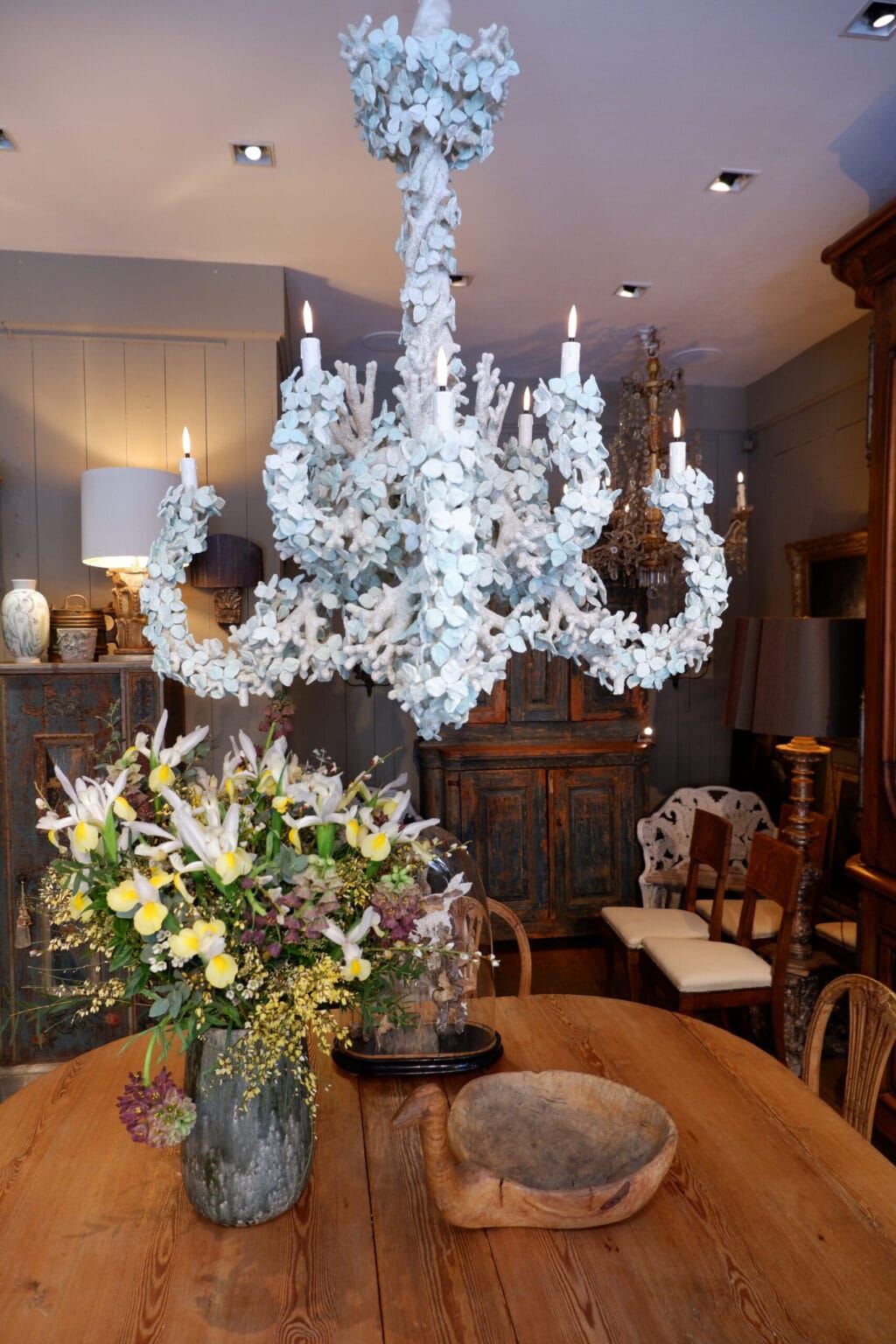 Grand Feuilles Blanches chandelier by Edouard Chevalier -One of a kind