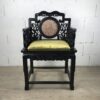 Fauteuil chinois en bois sculpté et marbre rouge pâle. – Image 8