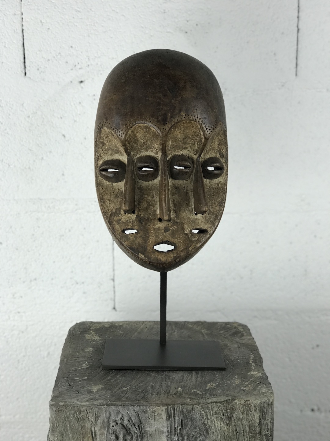 Masque africain 3 visages tribu Lega Congo