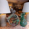 Grande paire de lampes en grés abat-jour lin naturel – Image 2