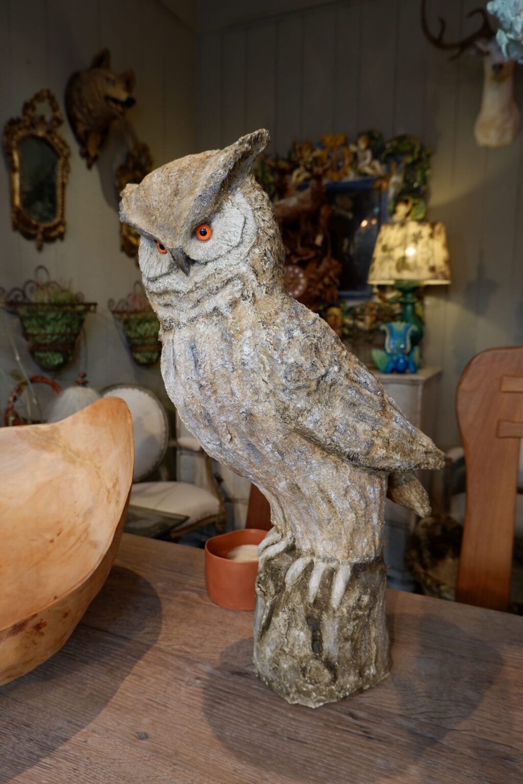 Grand Hibou en papier maché -Unique piece by a french artist. – Image 3