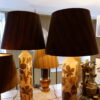 Paire de grandes lampes en grés "feuilles de marroniers" -Danemark ca.1970 + Aj fil de cuivre oxydé