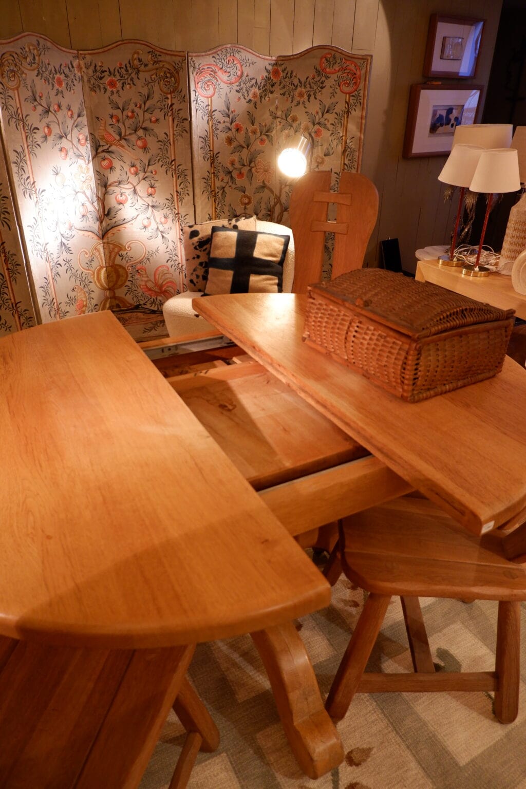 Table ronde extensible en chêne naturel - ca.1960 – Image 3